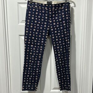 J.Crew Minnie Navy Pants with Circular Foulard Print size 4